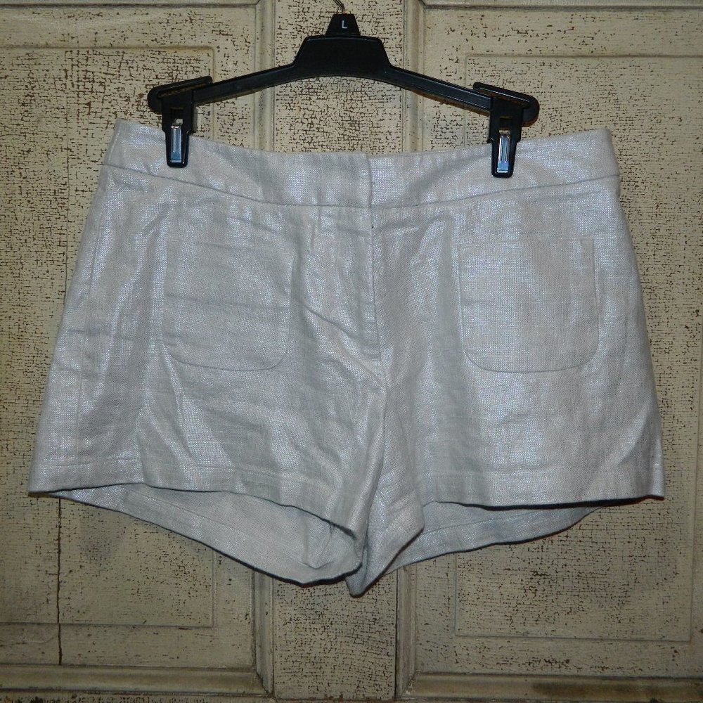 Kenar Linen Blend Metallic Shorts Size 6 (L-14)